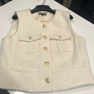 J Crew sleeveless boucle vest.